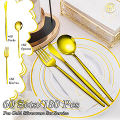 60 spoons in gold stainless steel flatware set