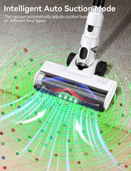 Up-close view of 50KPa suction on cordless vacuum cleaner