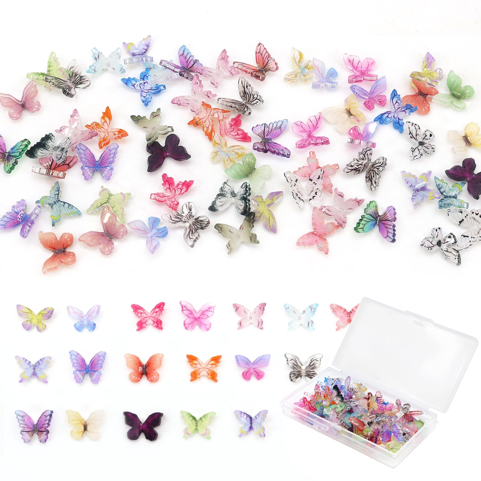 60Pcs mini resin butterflies for dollhouse decor