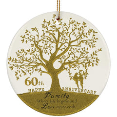60th wedding anniversary ornament ceramic white glossy