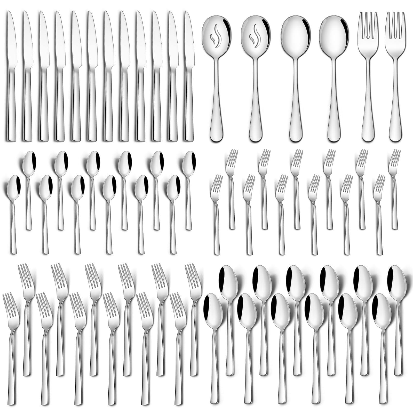 66 pieces silverware flatware set for 12 display