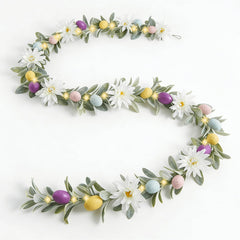 6-foot Easter garland with 40 LED lights and lambs ear greenery