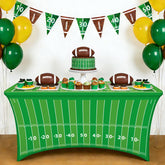 6ft football tablecloth on green field design over square table