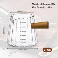 6oz glass espresso shot cups showing double scale measurements