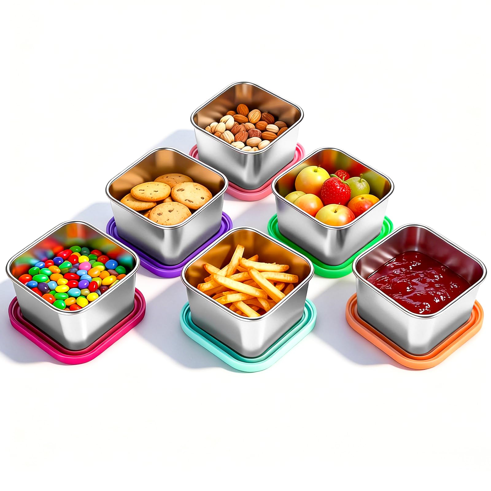 six-pack stainless steel snack containers for kids