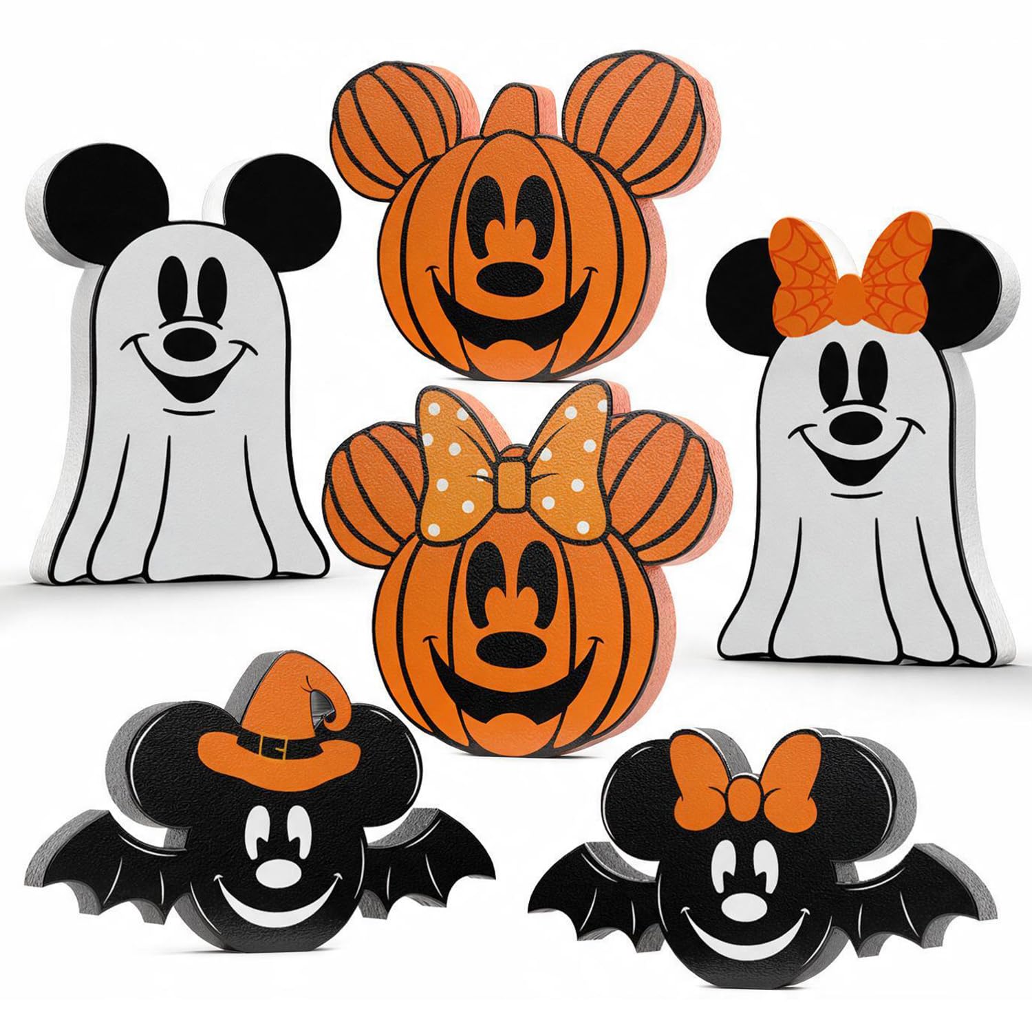 six-piece mouse halloween decorations wooden table centerpiece set