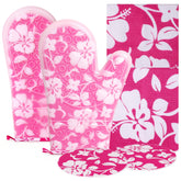 6 piece pink oven mitts and pot holders set