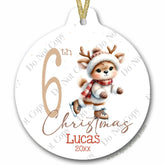 6th Christmas Ornament for Girl white porcelain 3in