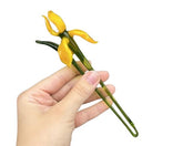 7 inch yellow glass iris flower figurine height 7 inches
