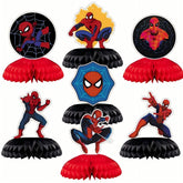 7 piece Spider Birthdays Decorations cartoon honeycomb set on table