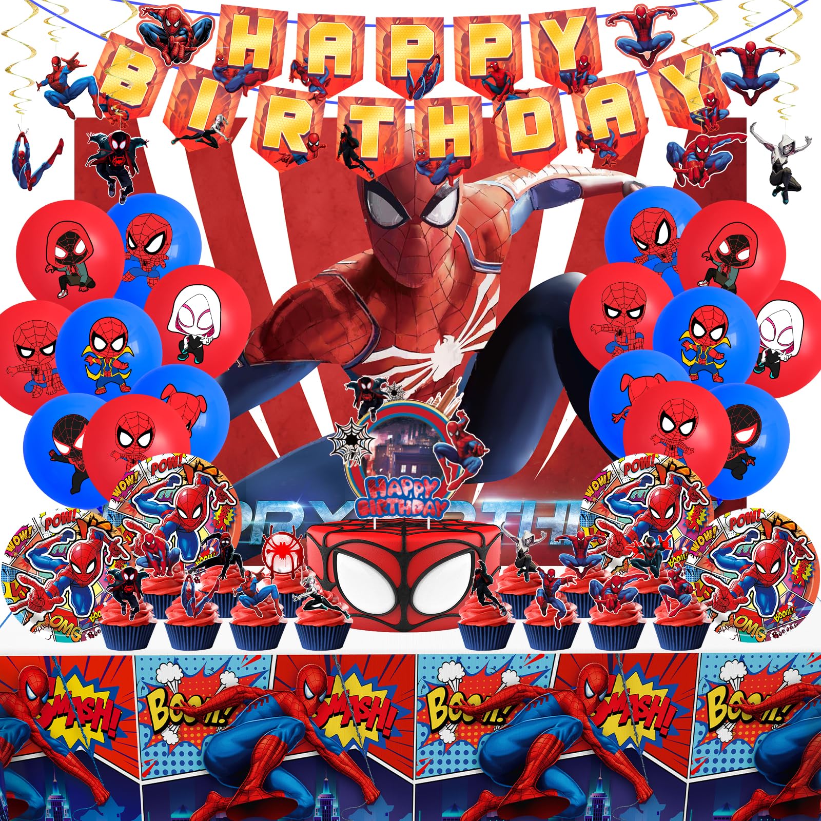 Main Spider Birthday Decorations set packaging