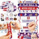 72pcs baseball party favors packaging with tattoos and bracelets