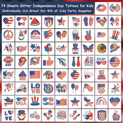 Patriotic tattoo sheets for kids Independence Day