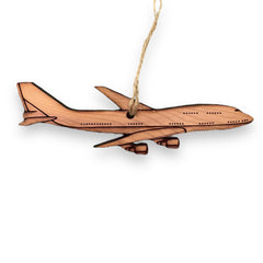 747 Jet Airplane Cedar Ornament front view