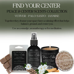 The Good Mantra Co Palo Santo Jasmine Vetiver candle with engraved mandala lid