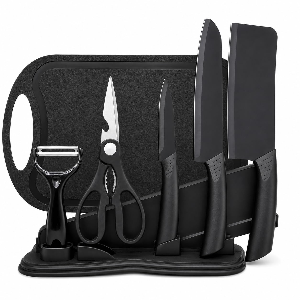7pcs kitchen knife set with knife block image