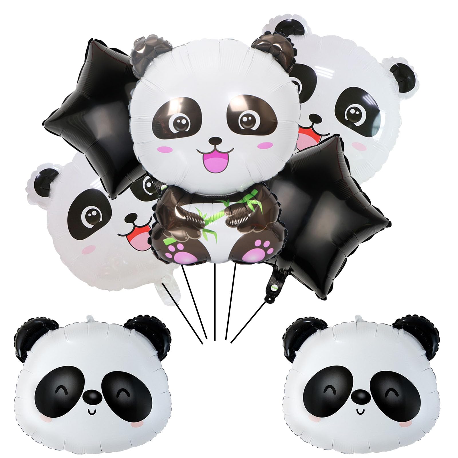 7pcs panda foil balloon with panda head