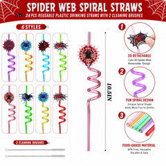 Removable 3D spider web decoration on straw for easy setup