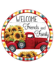 Accessory round door hanger sign for wreath attachment 8 inch wood