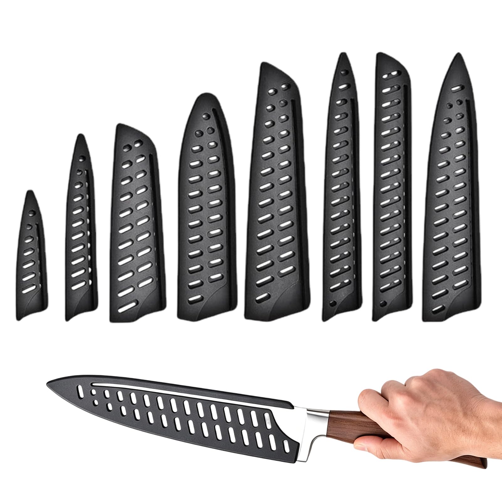black PP 8-piece set kitchen knife sheath