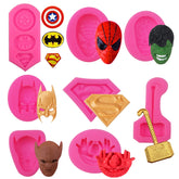 8 piece superhero character silicone molds set for cake decorations