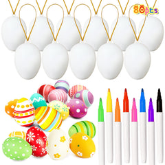 80 piece white plastic Easter eggs set