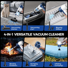 4-in-1 cleaning device with suction and blower capabilities