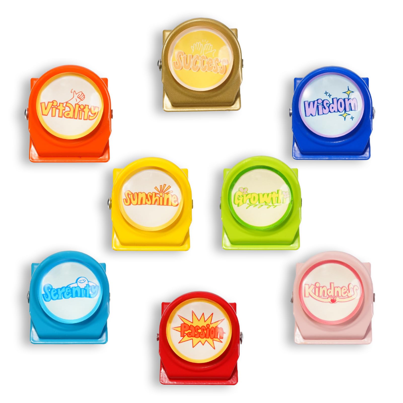 8Pcs Inspirational Magnetic Clips color coded mood set