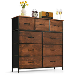 9-drawer dresser bedroom anti-tip brown top