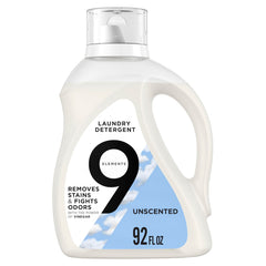 9 Elements unscented liquid laundry detergent 92 oz bottle
