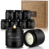 9 pack scented candles set for men in black jar