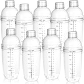 set of 9 clear plastic cocktail shakers