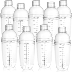 set of 9 clear plastic cocktail shakers