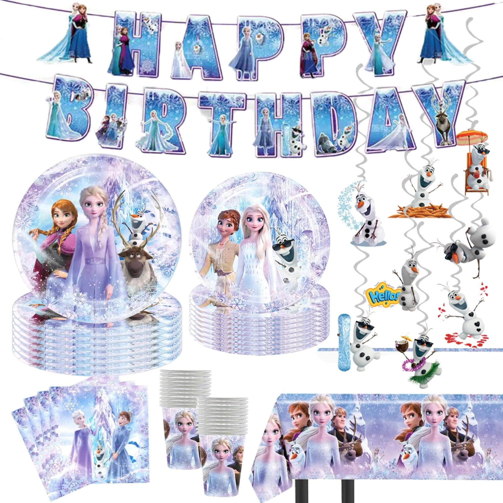 90 Psc Frozen Birthday Party Supplies Set pink theme banner