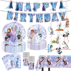 90 Psc Frozen Birthday Party Supplies Set pink theme banner
