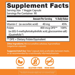 Non-GMO vegan gluten free folate capsules