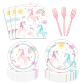 96-piece pastel unicorn plates napkins set for girls party
