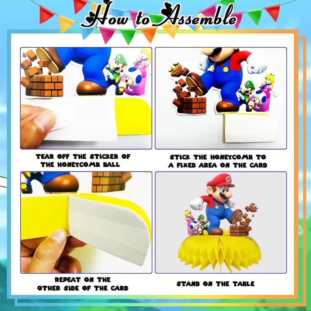 9Pcs mario table centerpiece for Mario Themed Decorations