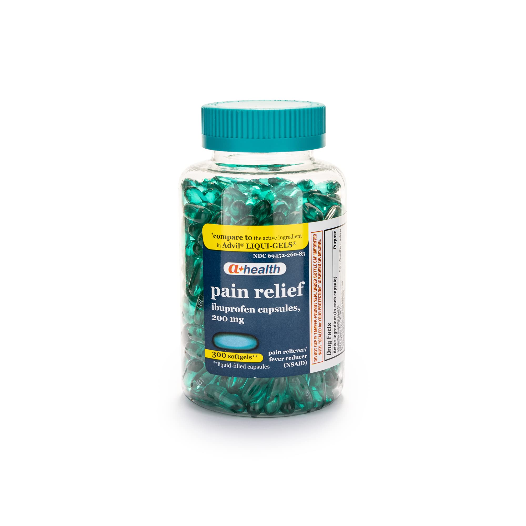 A+Health ibuprofen 200 mg softgels bottle label