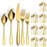 A · HOUSEWARE gold stainless steel flatware set for 8 people