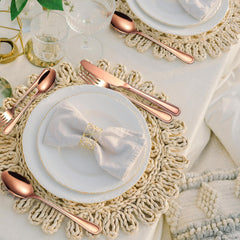 a-houseware rose-gold flatware dinner knives close-up image