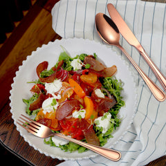 a-houseware rose-gold flatware salad forks close-up image