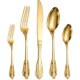 A HOUSEWARE Royal Silverware Gold Retro Flatware 40 Piece Set in stainless steel
