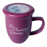 Abbey + CA Gift Amazing Woman Mug And Coaster/Lid Dusky Purple with lid