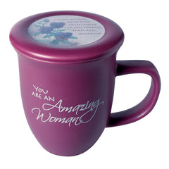 Abbey + CA Gift Amazing Woman Mug And Coaster/Lid Dusky Purple with lid