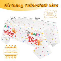 White ABKLESACH birthday tablecloth 60x84 inch laid on table