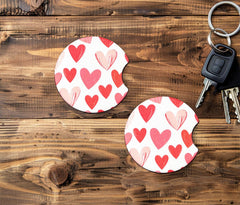 Absorbent neoprene cupholder coasters with heart design