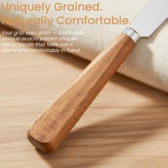 Acacia wood handle butter spreader blade in stainless steel