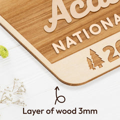 Wood National Park ornament laser cut detailing Acadia