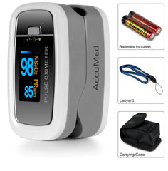 Portable oximeter with travel case and lanyard